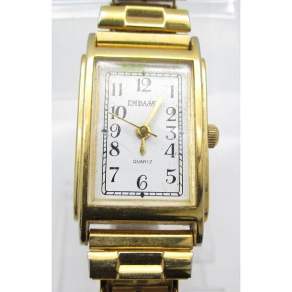 Women Embassy Quartz WR Analog 18mm Tank Watch (H612) "New Battery" - Picture 1 of 10